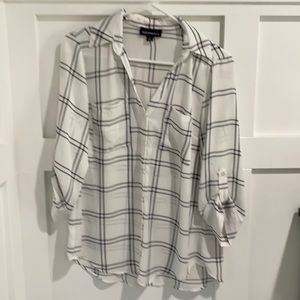 White and black plaid blouse